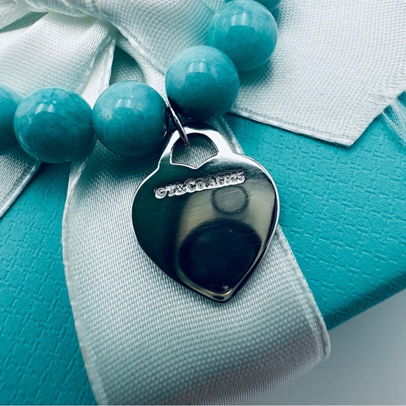 Return to Tiffany & Co 8mm Amazonite Bead Bracelet in Silver 7.5” with Packaging - Picture 6 of 14